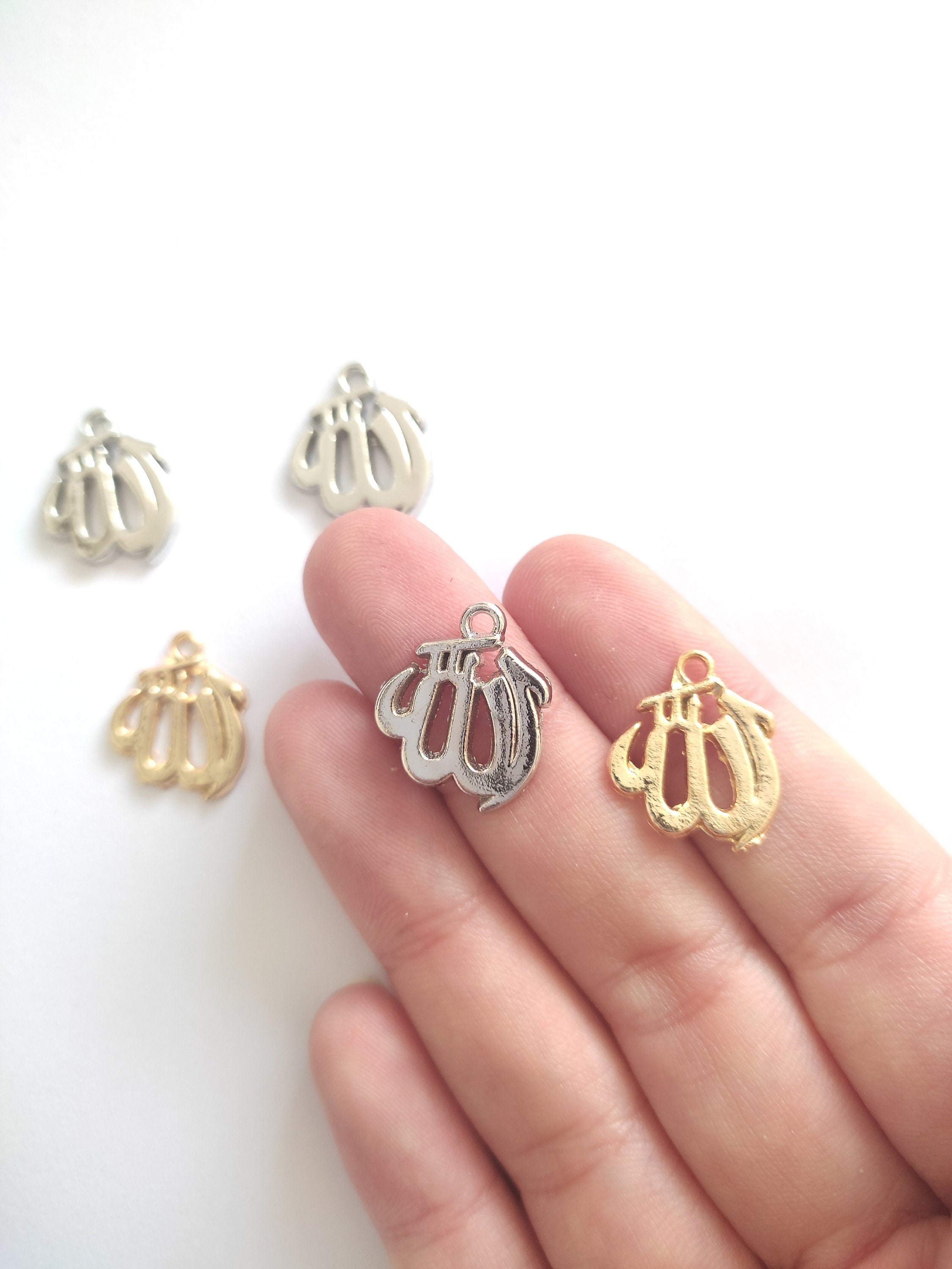 Tiny Allah Charm, Arabic Charm, 18k Gold Plated and Silver Plated Charm, Islamic charm, Muslim Charm, Allah Pendant, Qur'an verse