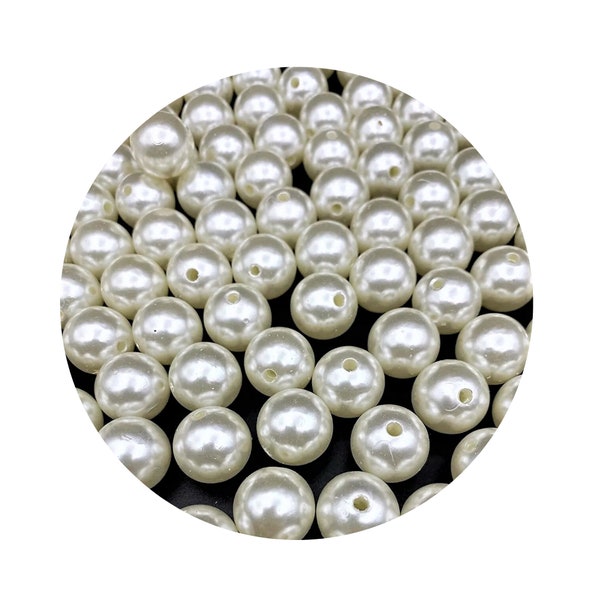 10x Ivory Shiny Acrylic Pearl Imitation, Acrylic Ivory Pearl Beads, Faux Pearl, Large Beads, Large Pearls, ABS Pearl Beads, Resin Bead
