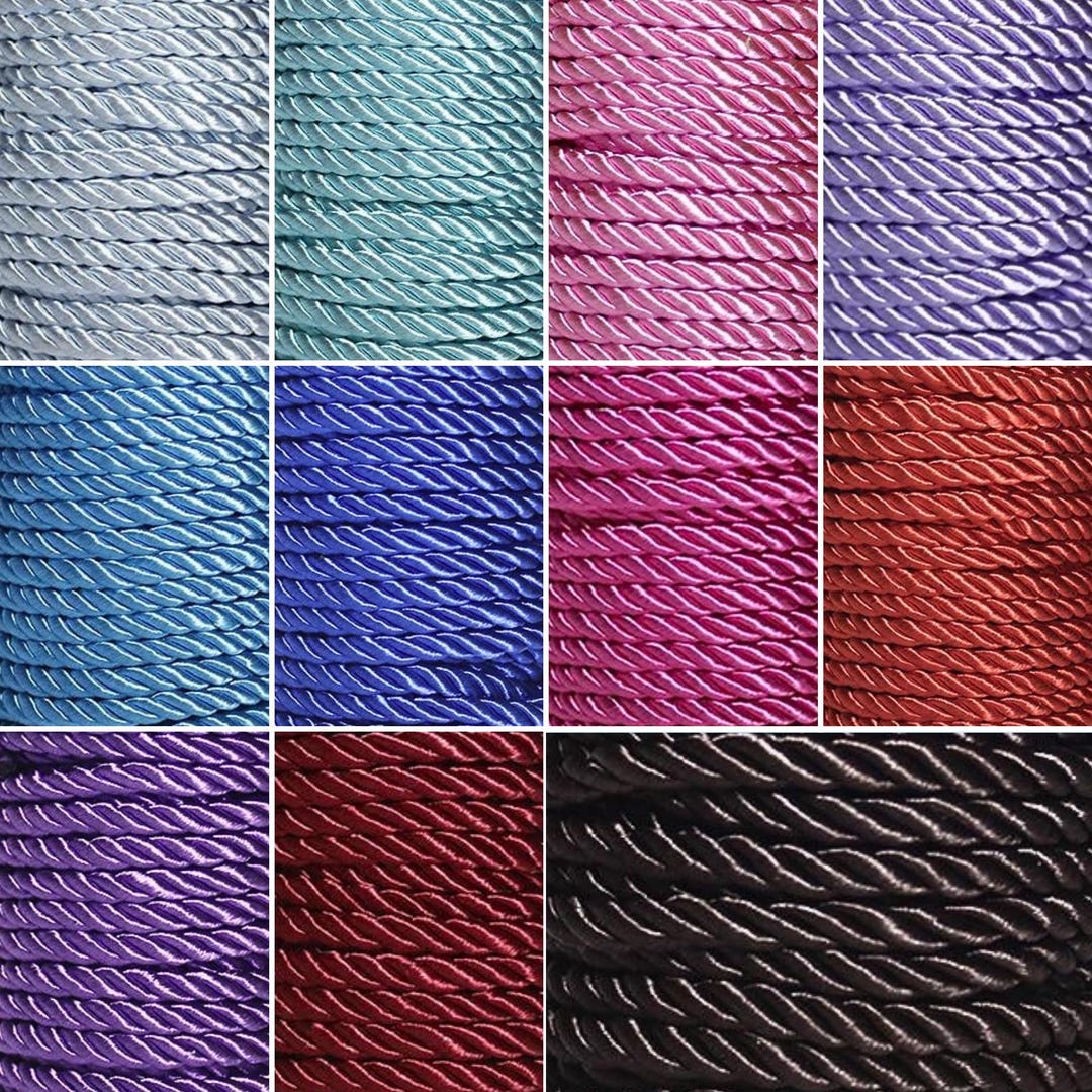 6mm Round Braided Cord, Rayon Rope, 6mm Satin Cord, Twisted Cord Craft ...