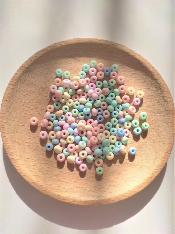 6/0 PASTEL RAINBOW Colors Czech Glass Seed Beads, 4mm Tiny Kawaii Pastel Seed Bead Mix, Glass Seed Beads, Japanese Seed Beads
