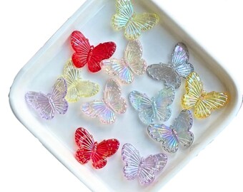 Iridescent Butterfly Beads, Transparent Acrylic Butterfly, Iridescent Butterfly, acrylic butterfly beads, DIY Jewelry Making