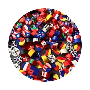National Flag Clay Beads, Countries Flag Polymer Clay Beads, Flags of the world Beads, Flag Beads, Polymer Clay Beads, Fimo Beads 10MM