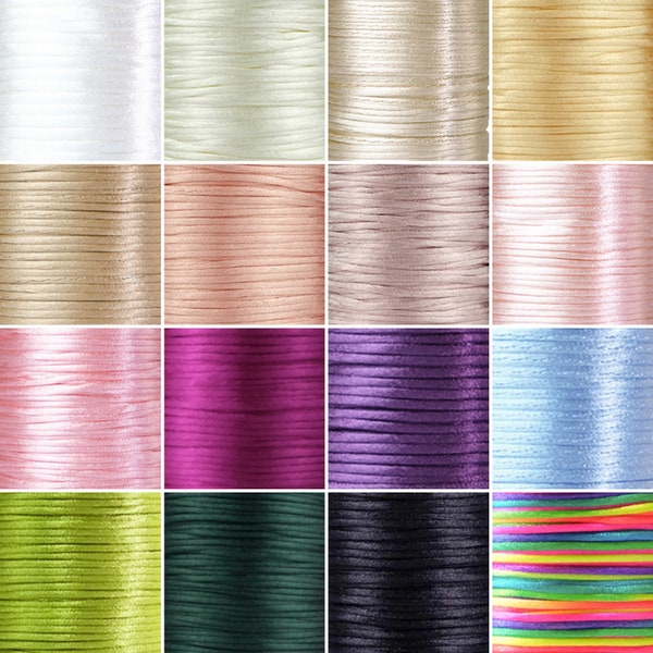 Satin Rattail Silk Cord 3mm, 1 Reel (100 yards),  3mm Silky Thread, Satin Silk Cord, Satin Nylon Cord, Macrame Knotting DIY, Beading String