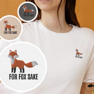Camisa "Por el amor de los zorros" - Camisa divertida de zorro bordada - Corte unisex para hombre - Camiseta color arena carbón - Camisa con juego de palabras con animales - Idea de regalo sarcástica imagen 1