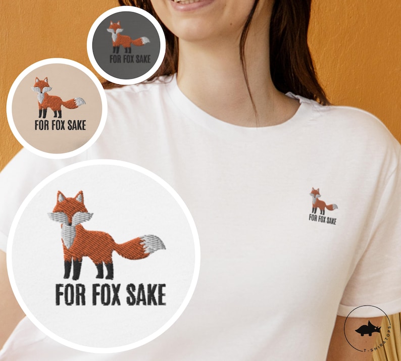Camisa "Por el amor de los zorros" - Camisa divertida de zorro bordada - Corte unisex para hombre - Camiseta color arena carbón - Camisa con juego de palabras con animales - Idea de regalo sarcástica imagen 1