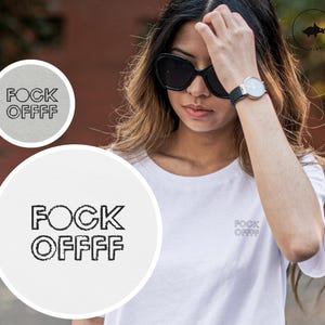 Geborduurd shirt FOCK OFFF – grappig uniseks T-shirt in wit of grijs – T-shirt met sarcastische slogan – vet geborduurd cadeau – subtiel Sass-shirt
