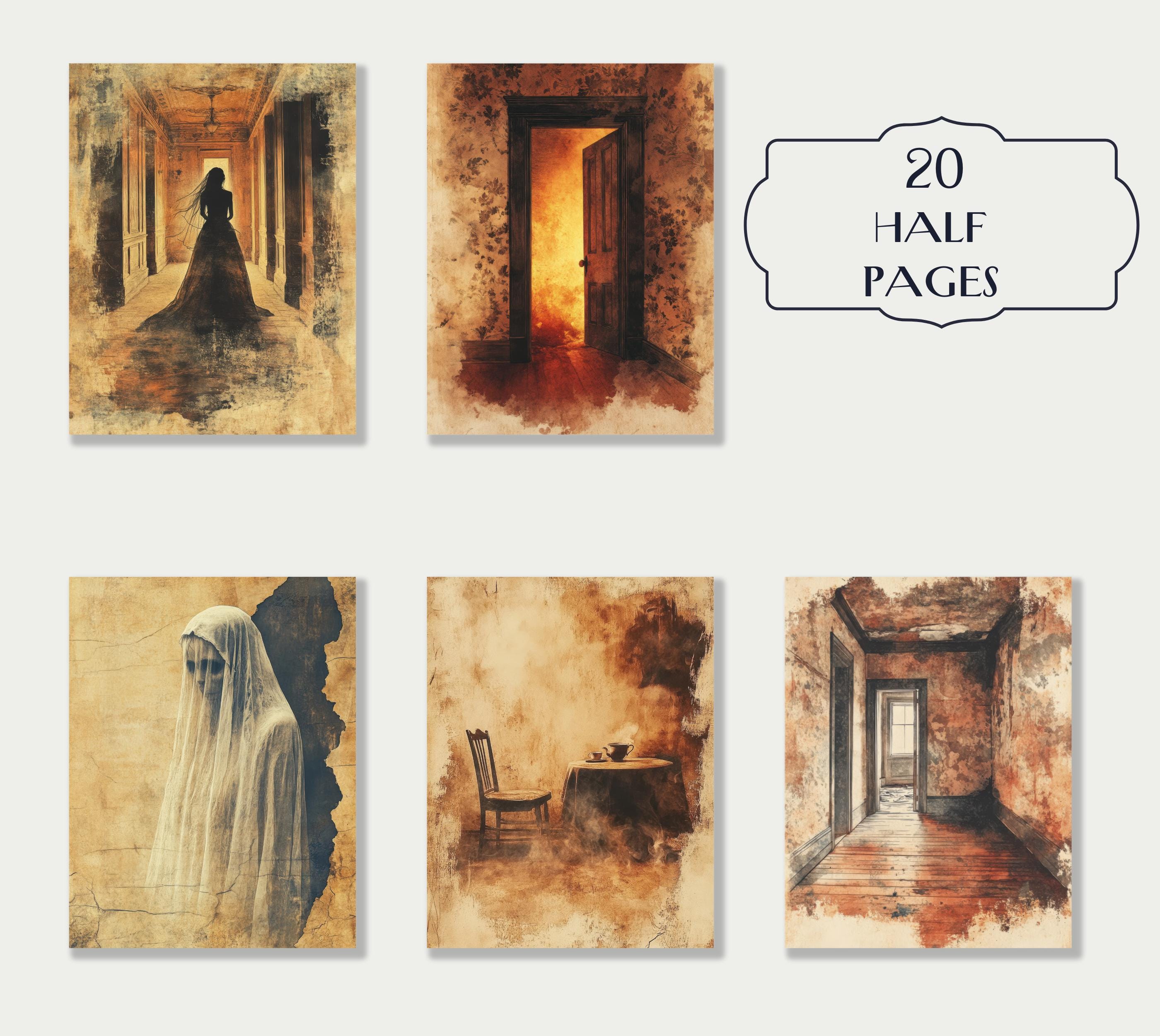 20 Halloween Haunted Mansion Junk Journal Kit, Printable Spooky ...