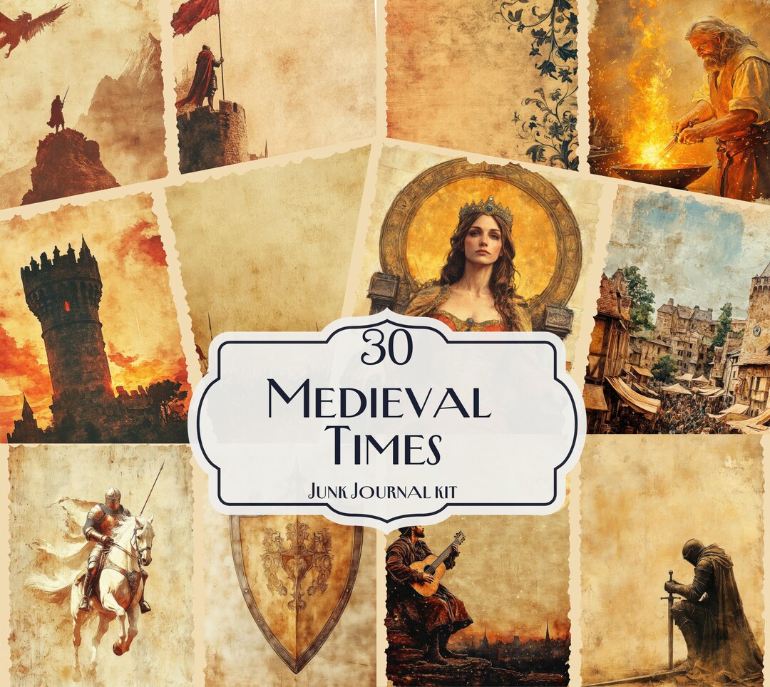 30 Medieval Junk Journal Kit Vintage Knight Queen Castle Printable ...