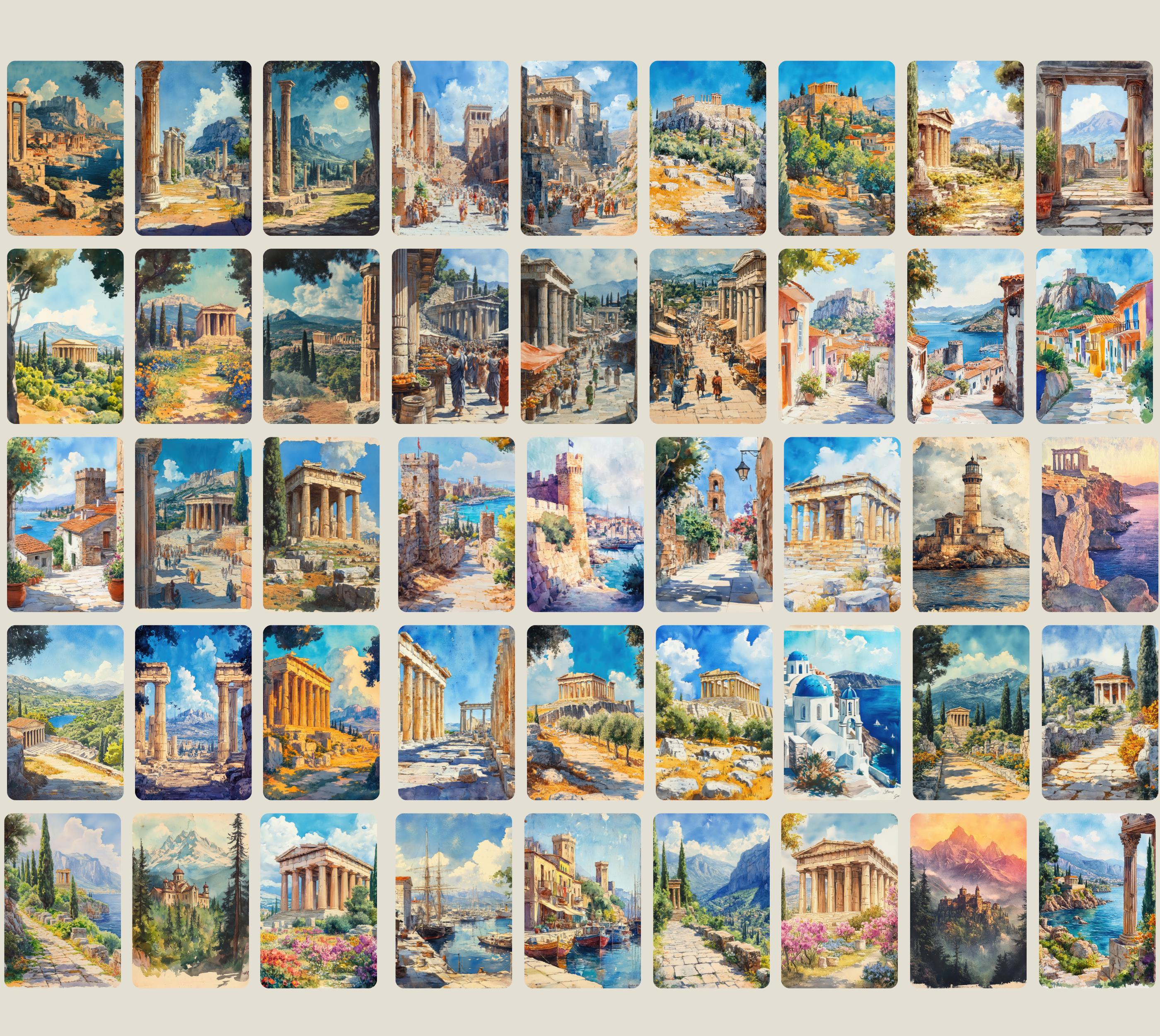 70 Ancient Greece Junk Journal Kit, Vintage Greek Architecture Ephemera ...