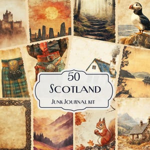50 Scotland Junk Journal Kit | Scottish Ephemera | Printable Scrapbook Pages | Highlands Clipart | Digital Vintage Download