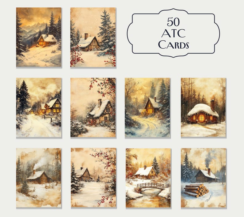 50 Cozy Winter Cottage Junk Journal Kit | Snowy Cabin Ephemera ...