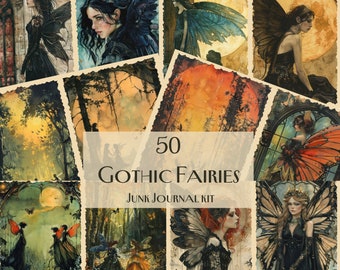 50 Gothic Fairies Junk Journal Kit, fairy junk journal, Scrapbook Download, Printable Paper, digital papers bundle, junk journal supply