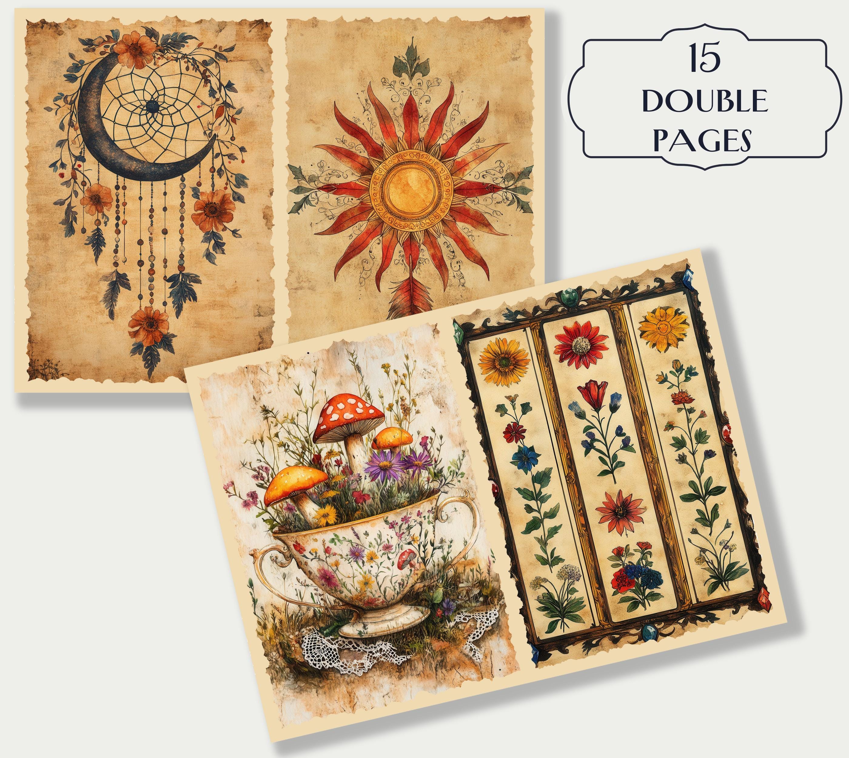 Boho Junk Journal Kit, 30 Printable Bohemian Ephemera Pages, Mystical ...