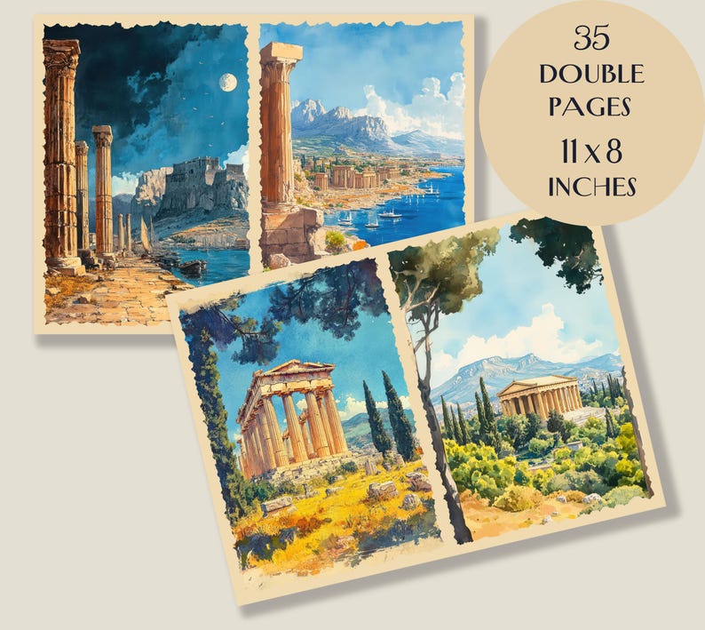 70 Ancient Greece Junk Journal Kit, Vintage Greek Architecture Ephemera ...