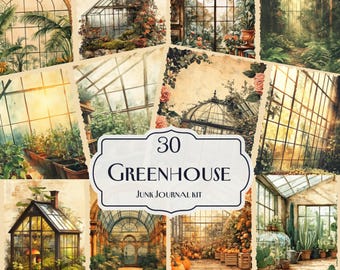 30 Greenhouse Junk Journal Kit | Botanical Ephemera | Vintage Garden Printables | Plant Lover Clipart | Digital Scrapbooking Pages
