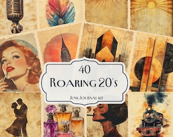 Roaring 20's Junk Journal Kit – 40 Art Deco & Flapper Printable Pages for junk journaling and scrapbooking
