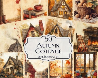 50 Autumn Cottage Junk Journal Kit | Cozy Fall Ephemera | Cottage Core | Vintage Autumn Printables | Digital Scrapbooking Pages