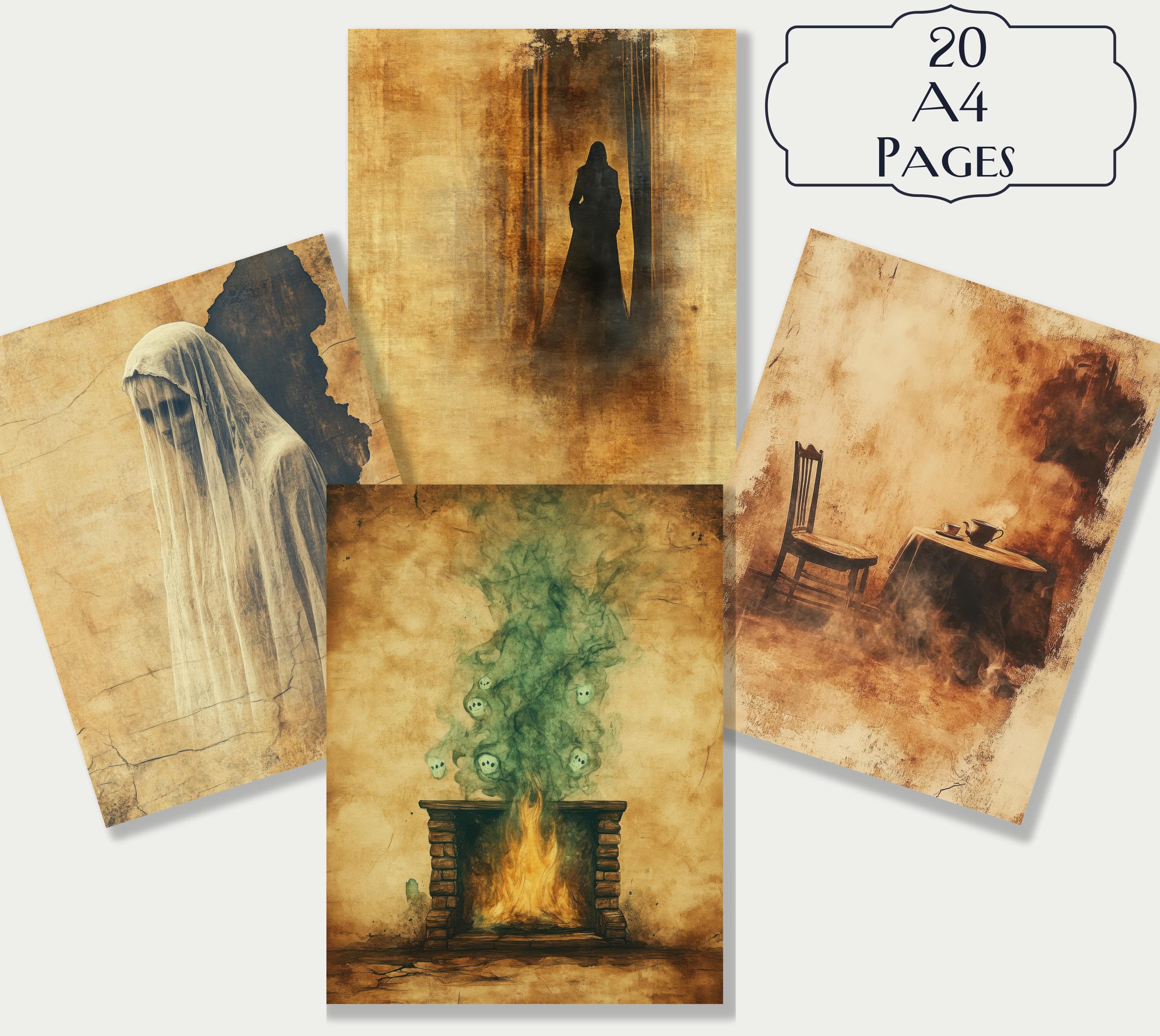 20 Halloween Haunted Mansion Junk Journal Kit, Printable Spooky ...