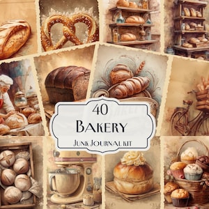 40 Bakery Junk Journal Kit, Fresh Bread Printables, Vintage Baking Ephemera, Kitchen Collage Sheets, Foodie Scrapbook Paper