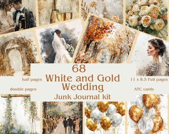 Wedding Junk Journal Kit, junk journal wedding, junk journal, wedding Shabby Chic, wedding ephemera, printable paper