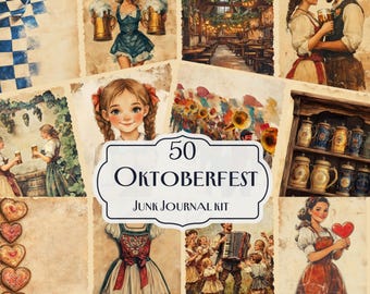 50 Oktoberfest Junk Journal Kit | Bavarian Ephemera | Beer Festival Clipart | Vintage German Printables | Digital Scrapbooking Pages