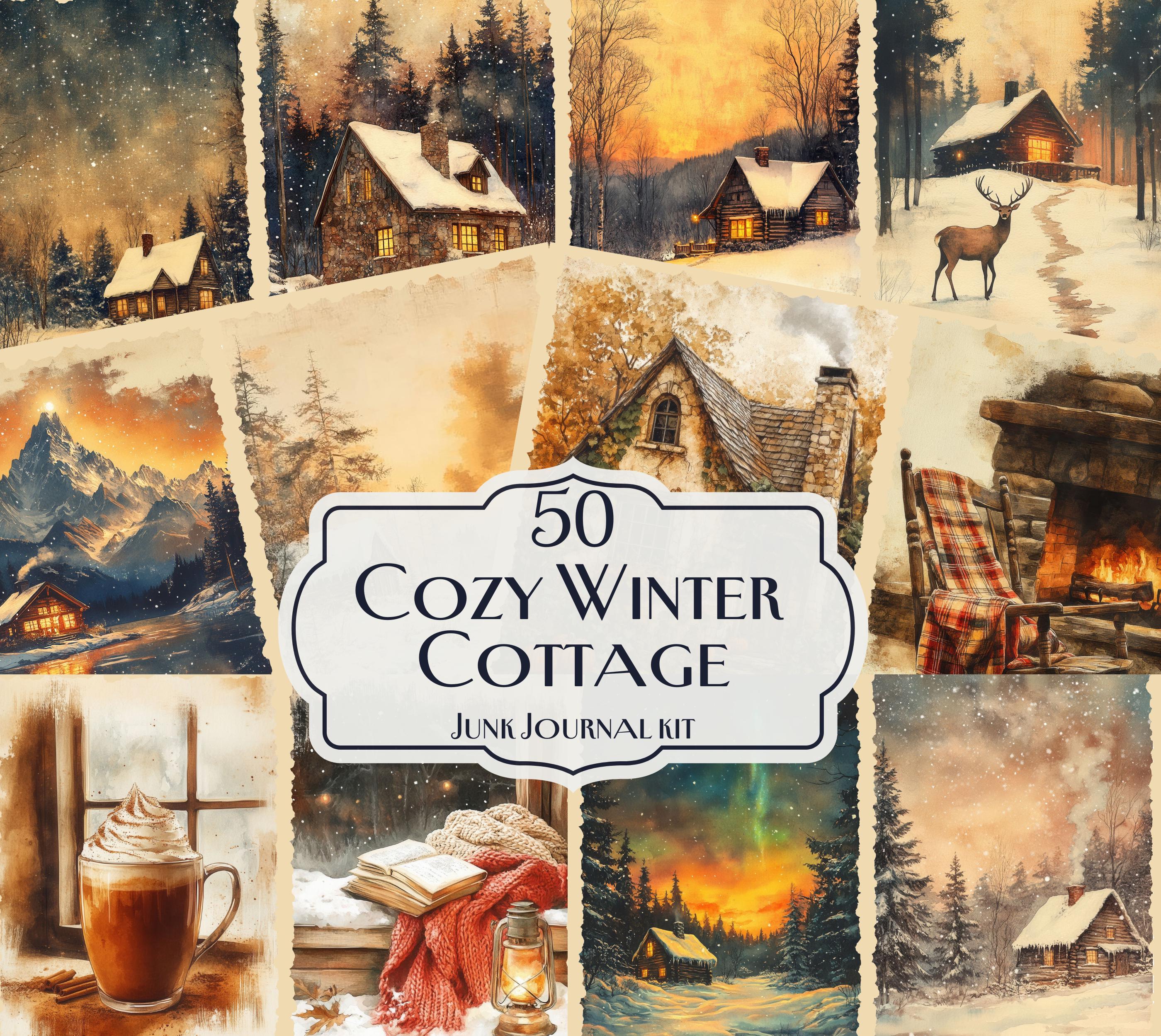 50 Cozy Winter Cottage Junk Journal Kit | Snowy Cabin Ephemera ...