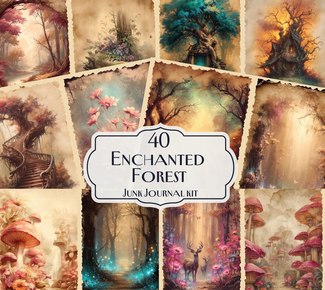 40 Enchanted Forest Junk Journal Kit, Magical Junk Journal, Big Bundle ...