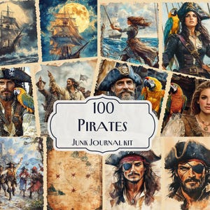Piraten Junk Journal Kit, Piraten Digitale Papiere, Vintage Piraten Karten & Ephemera, Printable Scrapbook Kit, Nautical Junk Journal.