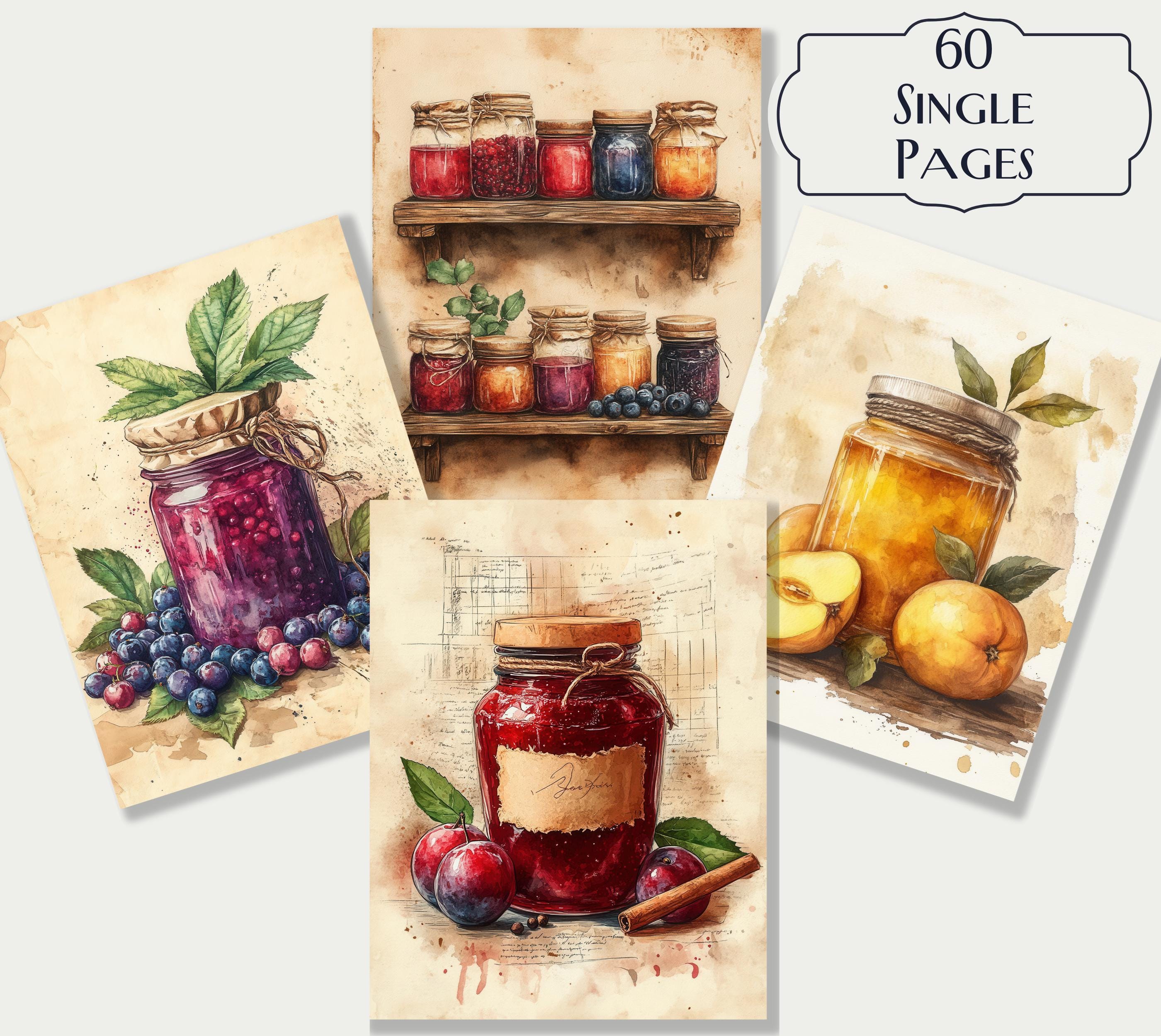 Jam Design Paper 60 Jams Junk Journal Kit, Fruity Preserve Printables, Vintage Kitchen ...