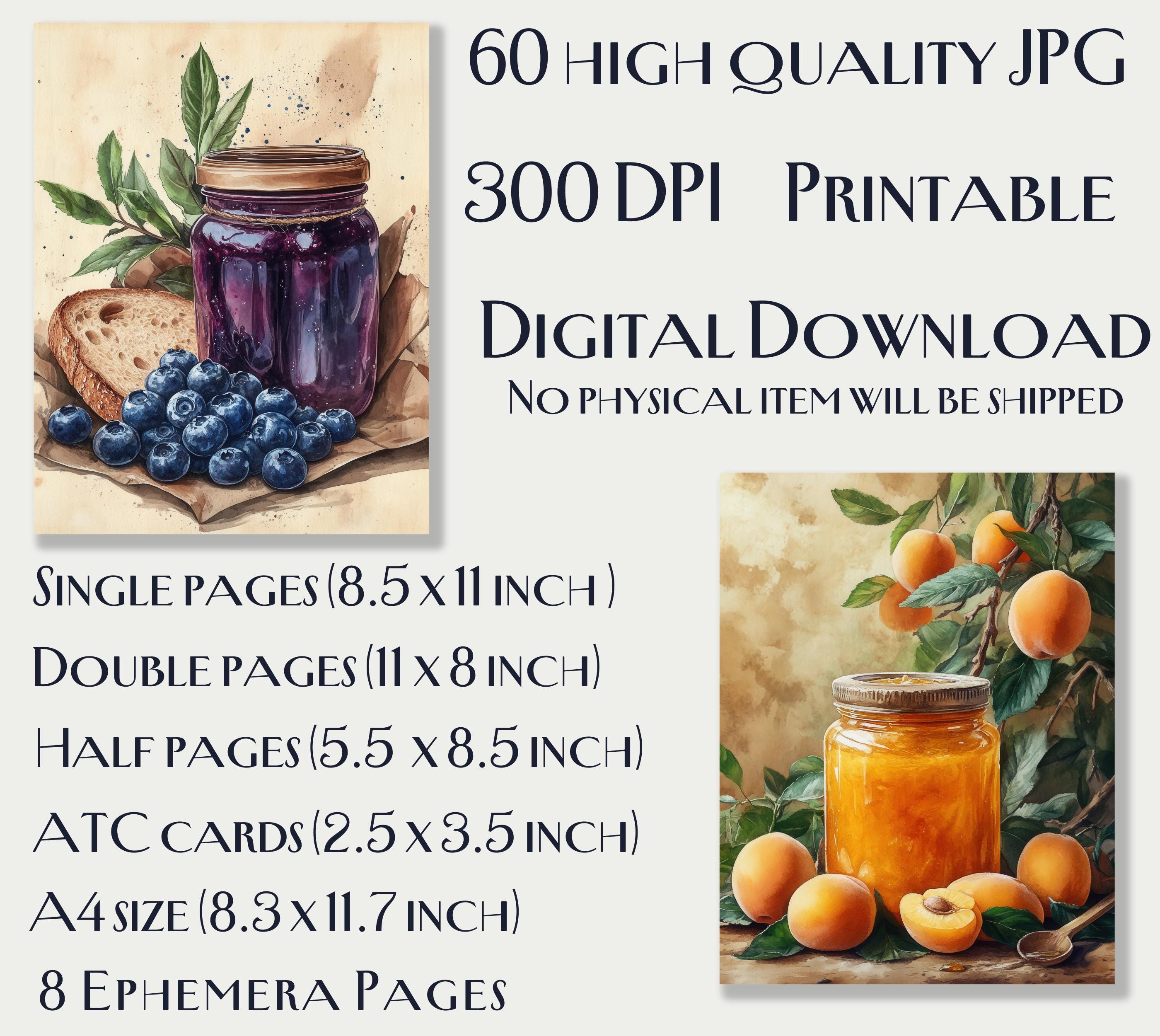 Jam Design Paper 60 Jams Junk Journal Kit, Fruity Preserve Printables, Vintage Kitchen ...