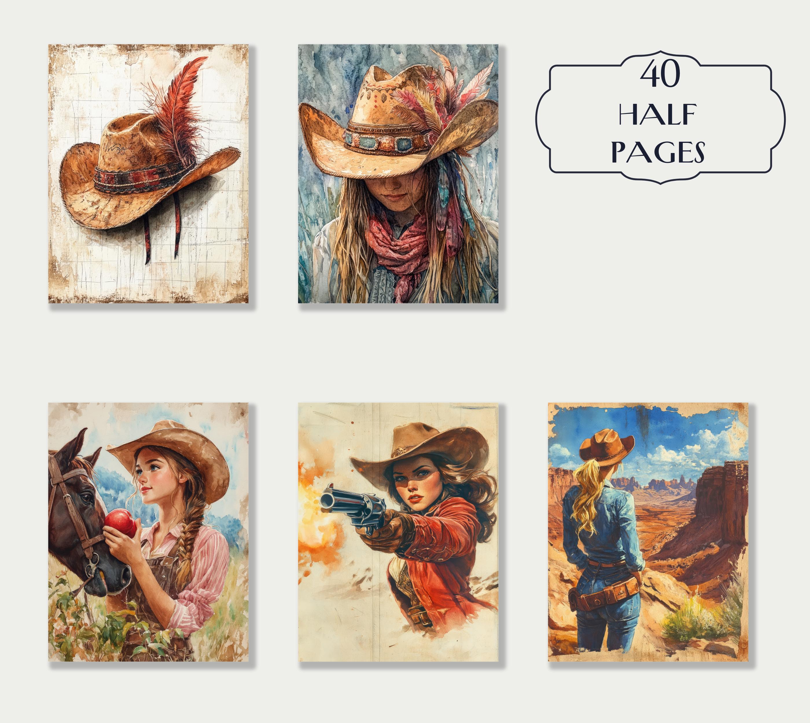 Rustic Rodeo Scrapbook Paper 40 Cowgirl Junk Journal Kit, Western Vintage Digital Papers, Rustic ...
