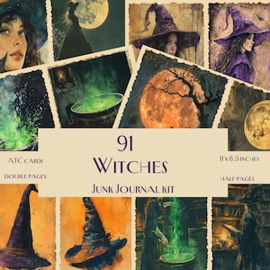 Witch Junk Journal Kit, Lunar witch junk journal , junk journal, Grimoire Printable, Book of shadows, printable paper