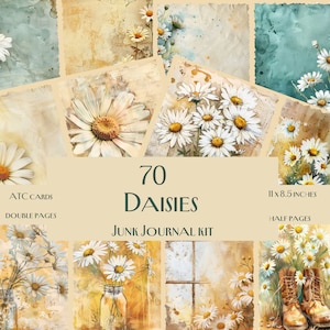 Daisy Junk Journal Kit, carta digitale Daisy, diario spazzatura estivo, margherita stampabile, effimera margherita, carta stampabile