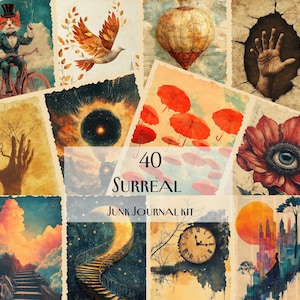 Surreal Junk Journal Kit, 40 Dreamlike Digital Papers, Fantasy & Abstract Ephemera, Printable Scrapbooking Kit, Whimsical Art Decor