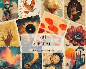 Surreal Junk Journal Kit, 40 Dreamlike Digital Papers, Fantasy & Abstract Ephemera, Printable Scrapbooking Kit, Whimsical Art Decor