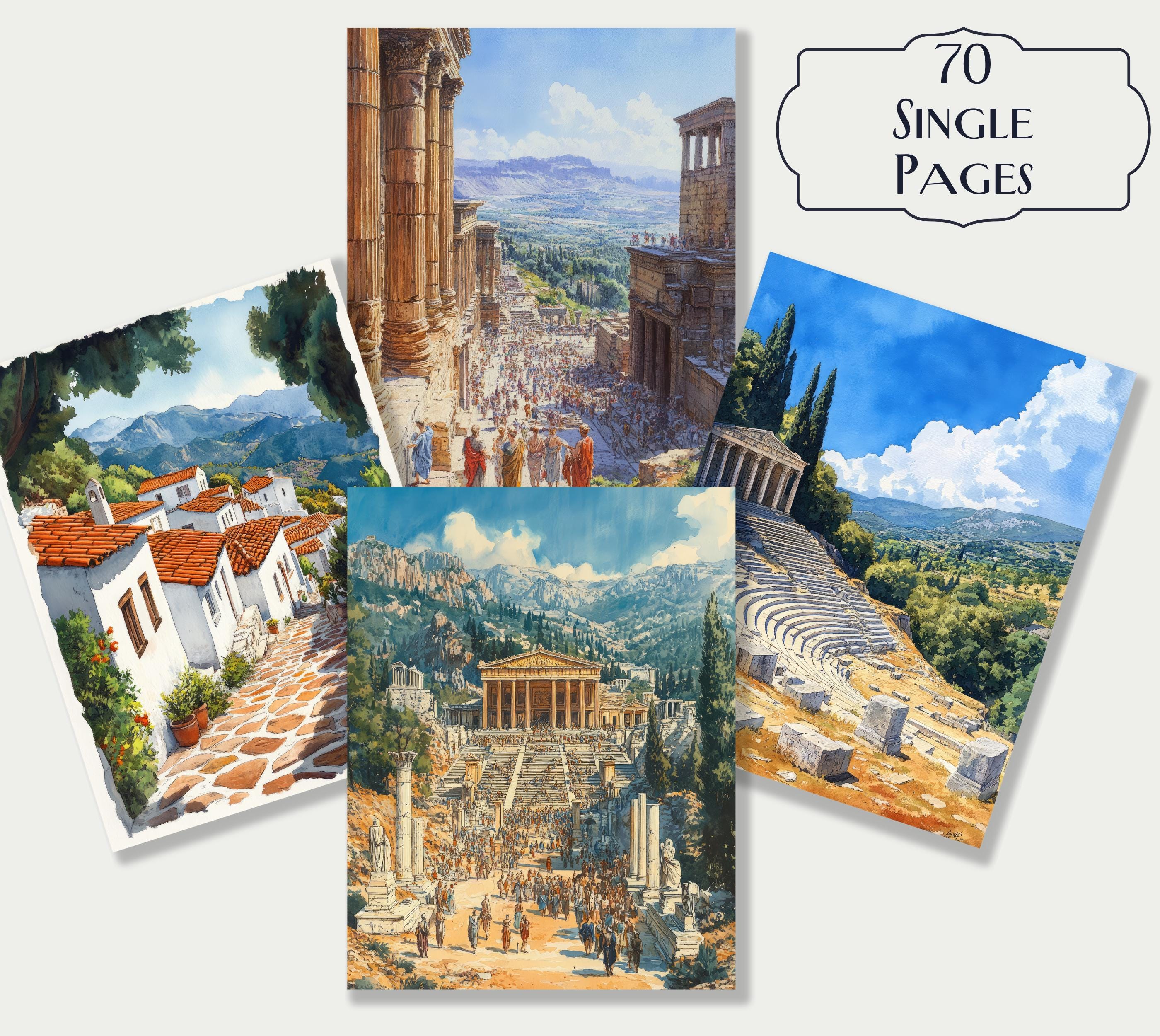 70 Ancient Greece Junk Journal Kit, Vintage Greek Architecture Ephemera ...