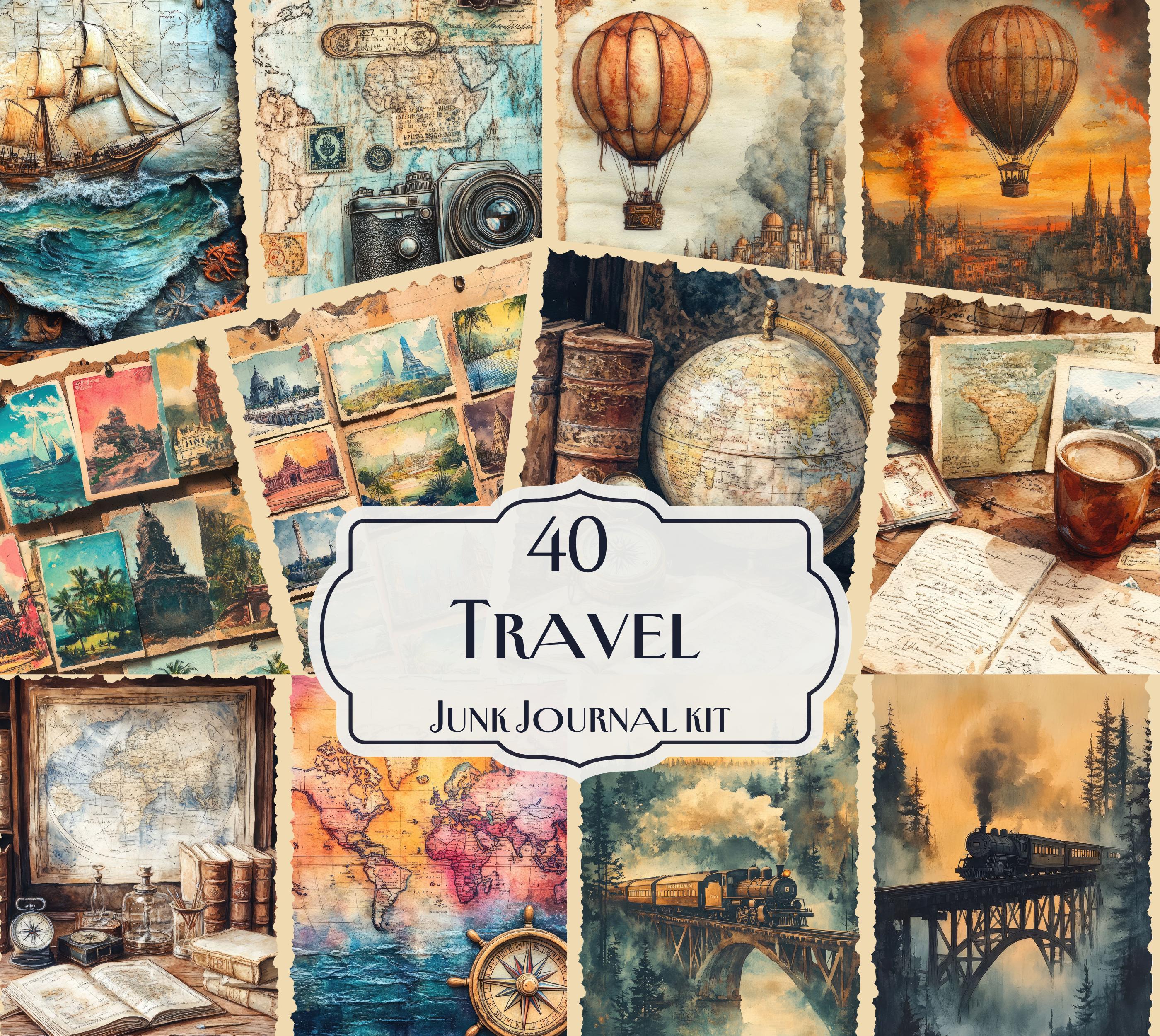 40 Travel Junk Journal Kit Vintage Travel Junk Journal Vintage Map 40-travel-junk-journal-kit-vintage-travel-junk-journal-vintage-map