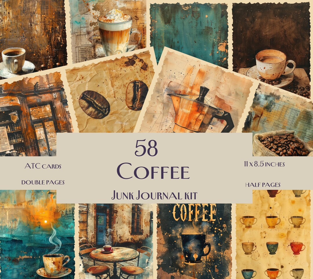 Coffee Junk Journal Kit, Coffee Digital Papers, Digital Junk Journal ...