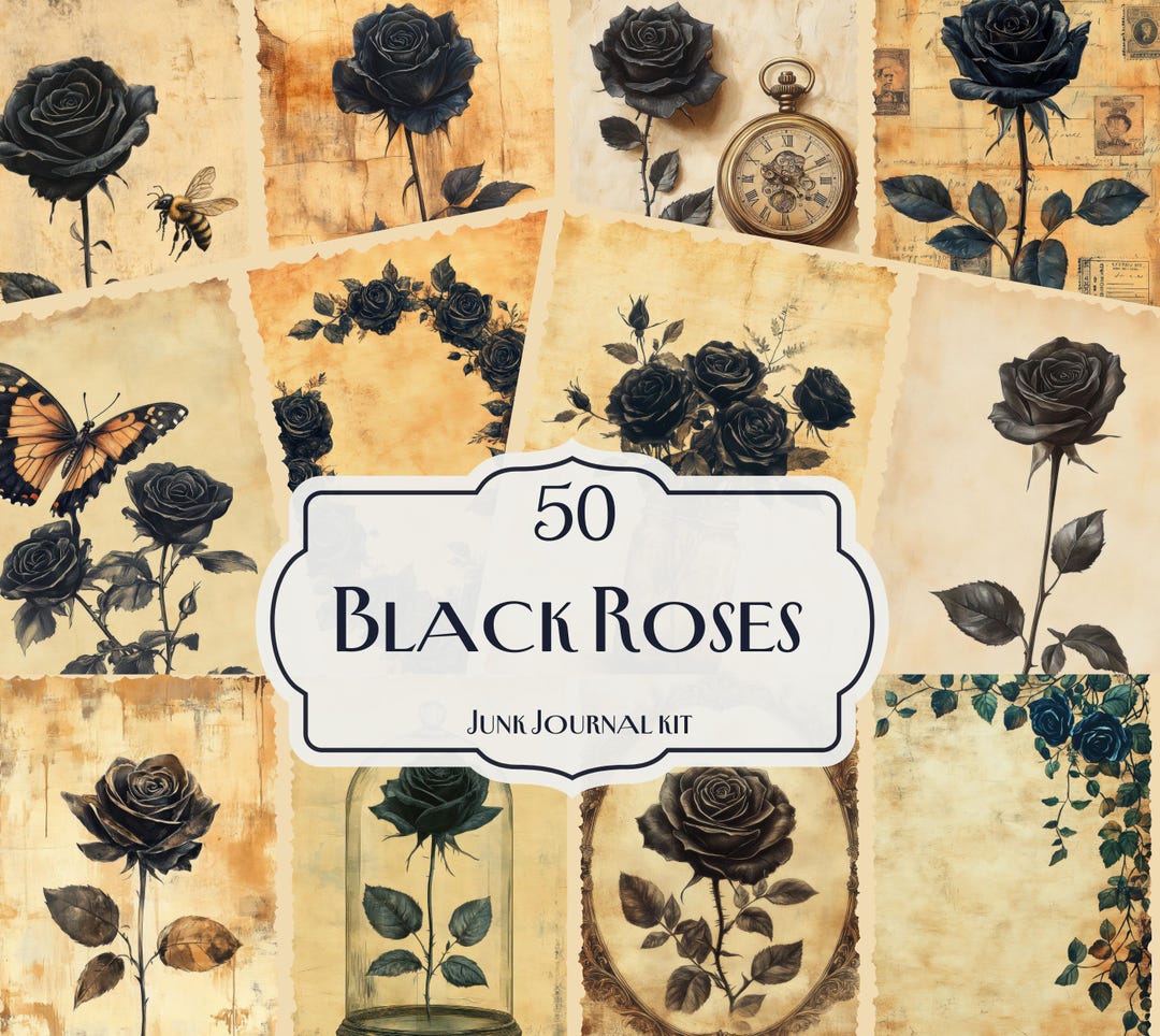Black Roses Junk Journal Kit – 50 Vintage Gothic Printable Pages for ...