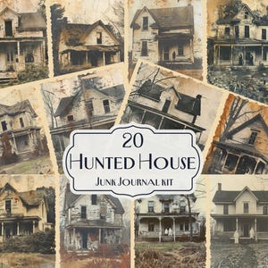 Scary Haunted House Junk Journal Kit, creepy Junk Journal , Scrapbooking, Halloween Ephemera, Ghost junk journal