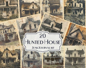 Scary Haunted House Junk Journal Kit, creepy Junk Journal , Scrapbooking, Halloween Ephemera, Ghost junk journal