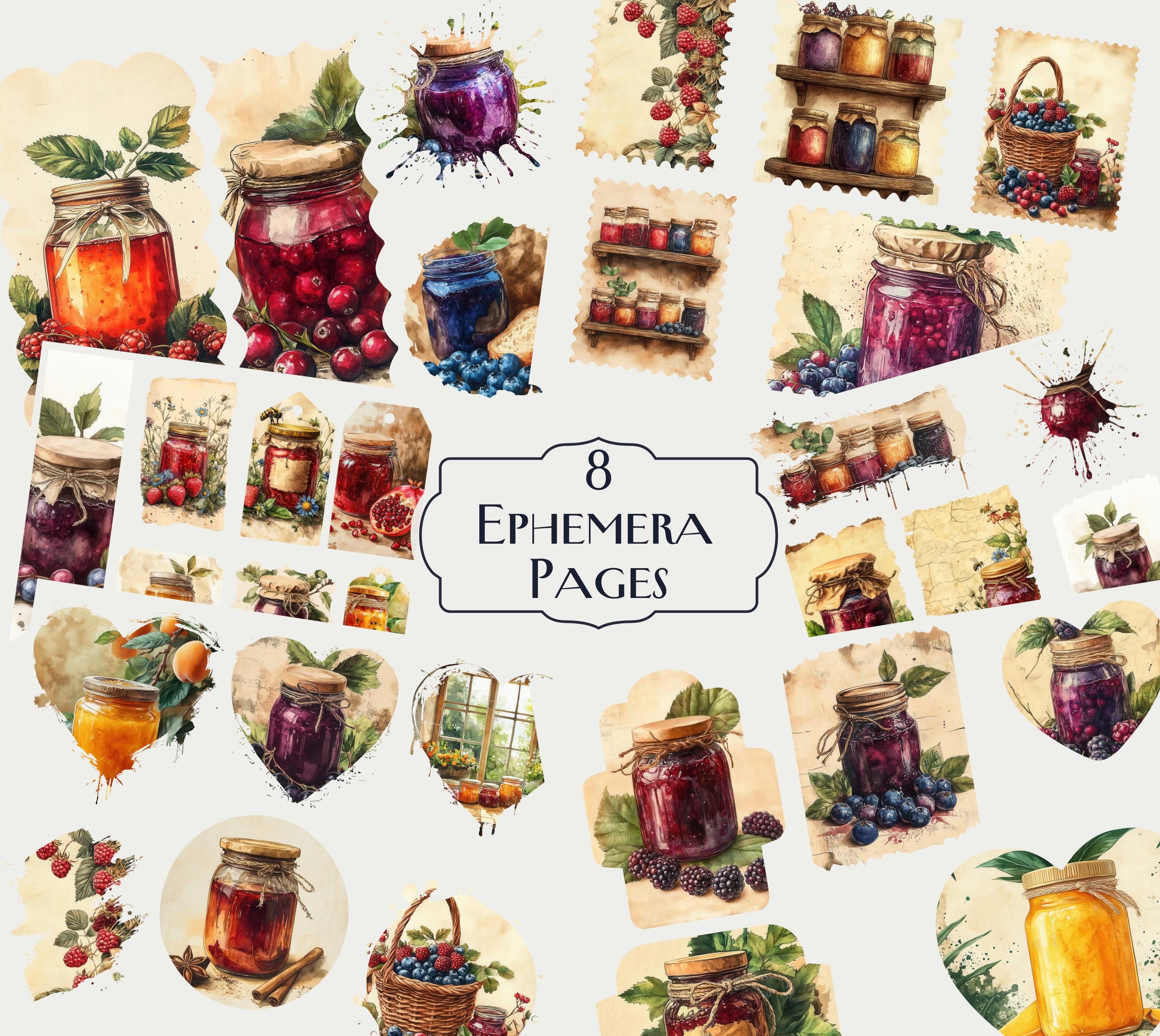 Jam Design Paper 60 Jams Junk Journal Kit, Fruity Preserve Printables, Vintage Kitchen ...