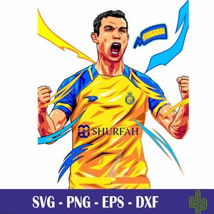 Cristiano Ronaldo Svg| CR7 Svg | Al Nassr FC Png | Laser Cut Files| Cricut| Dxf Files| Cnc Files| Ronaldo Silhouette| Ronaldo Clipart| SVG|