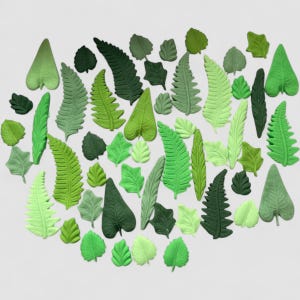 Edible Jungle Leaves Cake Toppers, Fondant Dinosaur Party Decorations image 2