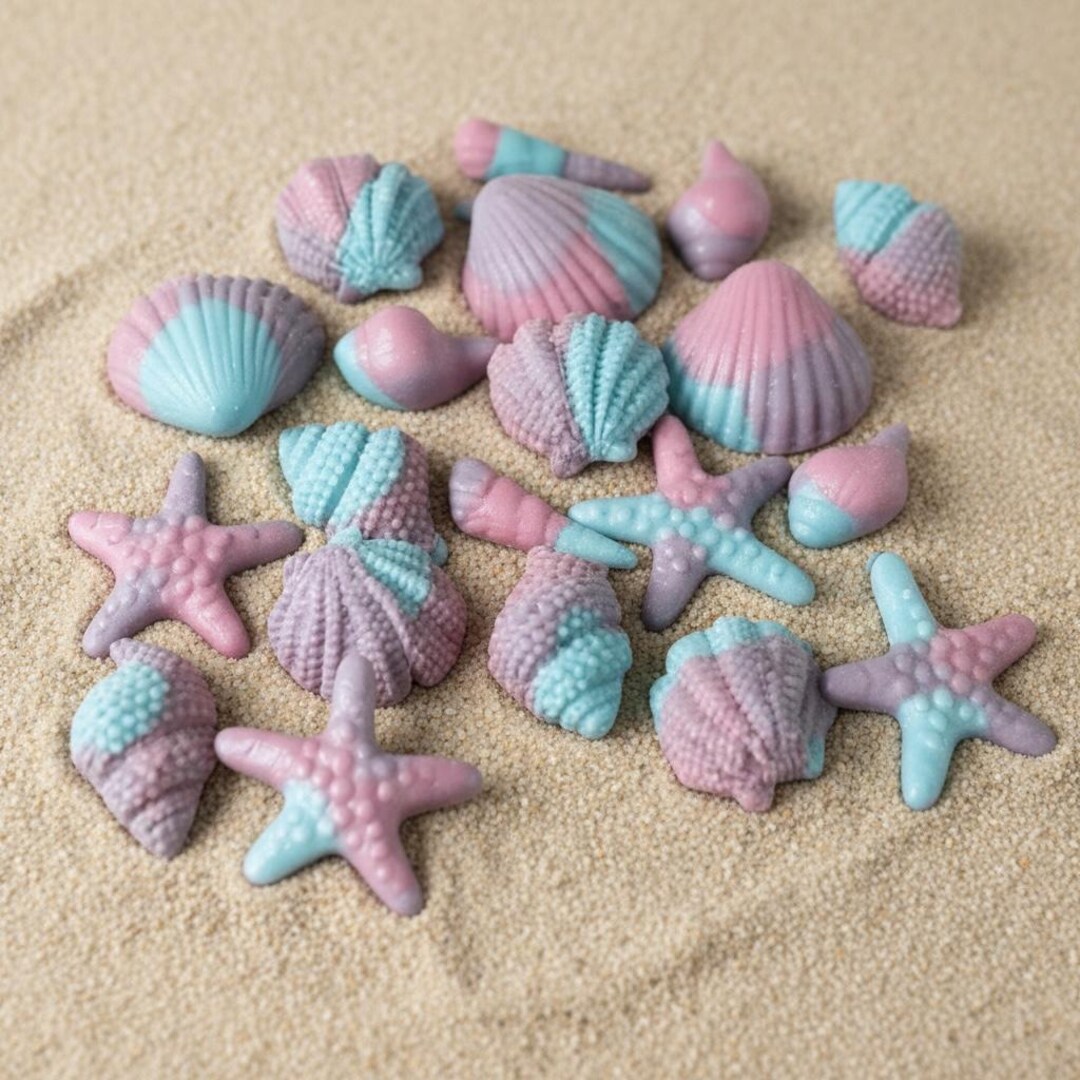 20 Edible Sea Shells• Fondant Cake Toppers• Sugar Paste Cupcake ...