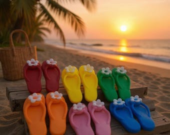 Rainbow Fondant Flip Flop Cupcake Toppers: Edible Beach Party Decorations