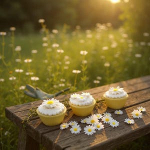 Edible White Daisies Fondant Sugarpaste Flowers Cupcake Toppers Cake Decorations , Large, small, mixed image 7