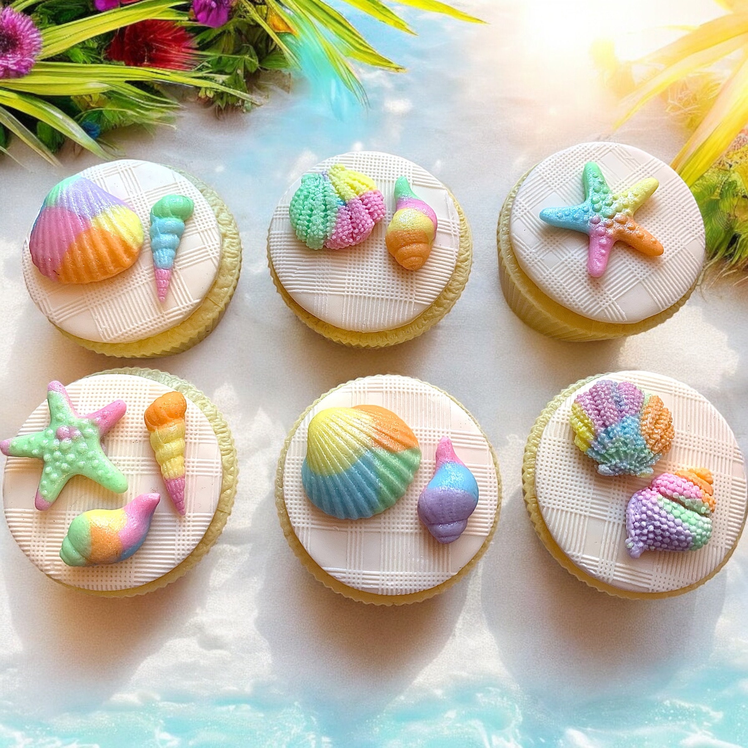 20 Edible Sea Shells Fondant Cake Toppers and Cupcake Decorations ...
