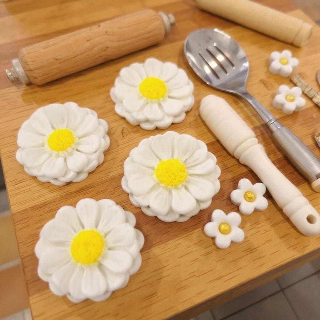 20 X Handmade Edible 3D, 30mm Daisies, Daisy Flowers Cake, Cupcake