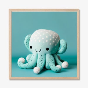 Baby Octopus Print, Digital Art, Cute Nursery Art, Wall Art, Kids Room Art, Baby Animal Illustration